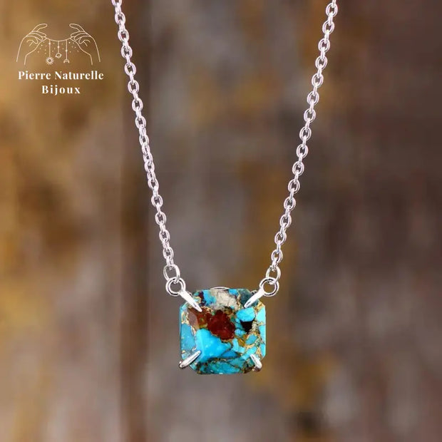 Collier "Sagesse" en Turquoise et chaîne argent